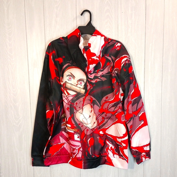Demon Slayer Hoodie Anime Nezuko Zenitsu Tanjirou Pullover Hooded Sweatshirt - Picture 2 of 3